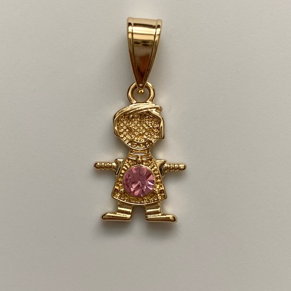 February (Amethyst) Gold Plated Boy Birthstone Pendant